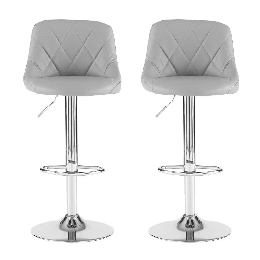 Neo Neo Set of Two Grey Leather Bar Stools - Bar Stool
