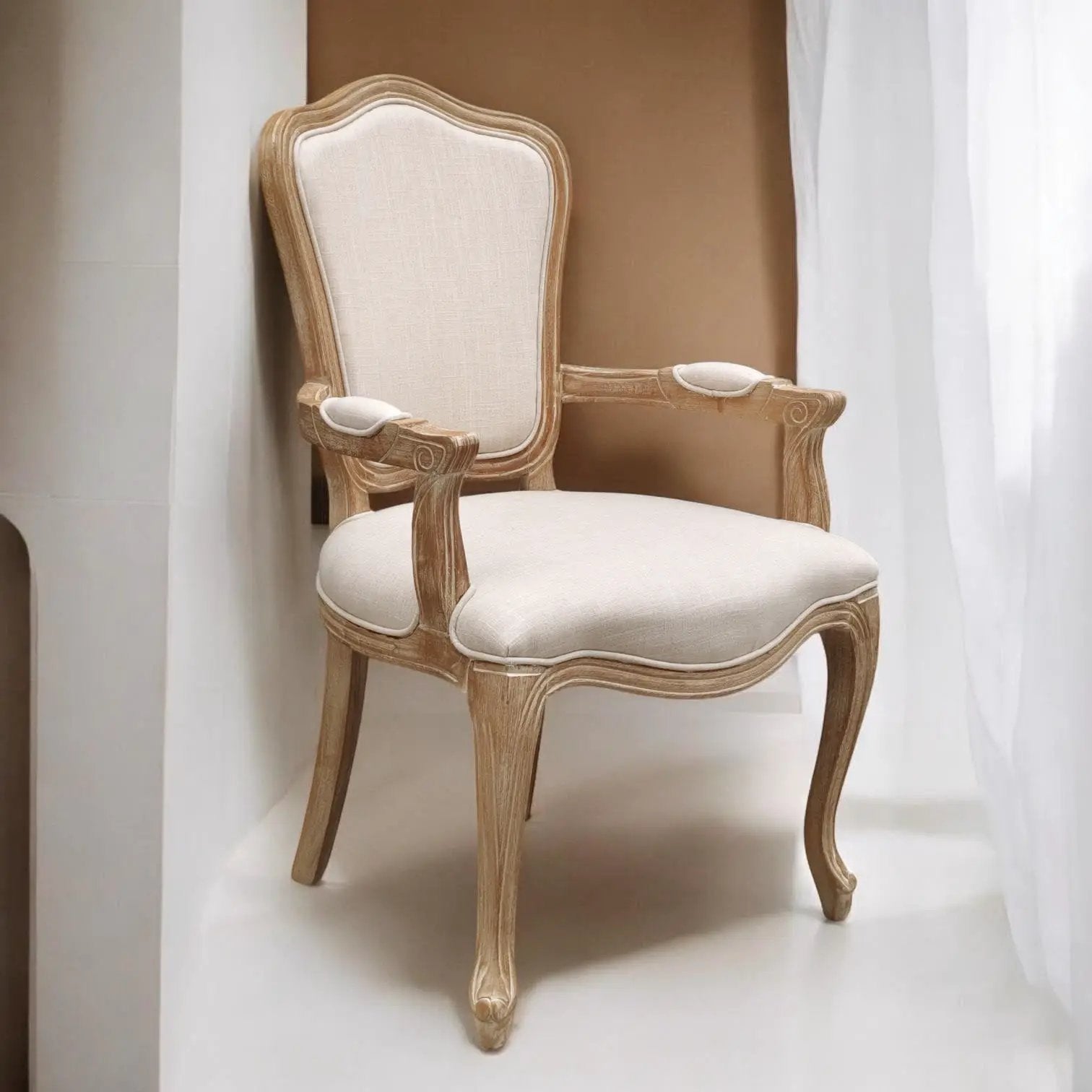 MSL 95CM LINEN FABRIC LOUIS CHAIR - Fabric Dining Chairs