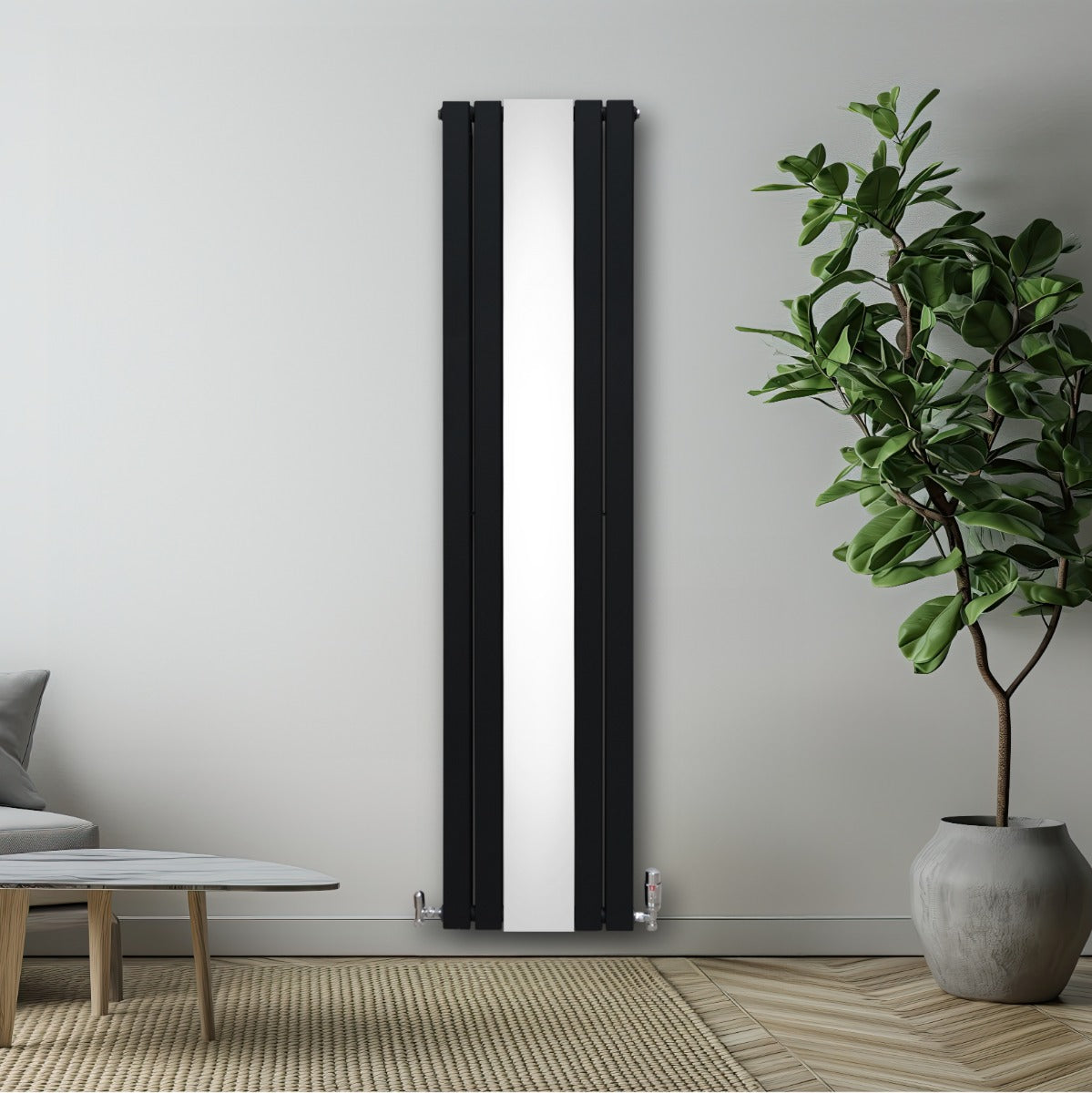 Premium Flat Radiator 1800x425 Black Mirror Home