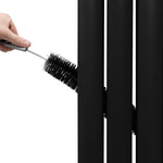 Monster Shop Syncx Oval Mirror Radiator 1800mm x 380mm Central Mirror Black Finish for Modern Homes - Radiator