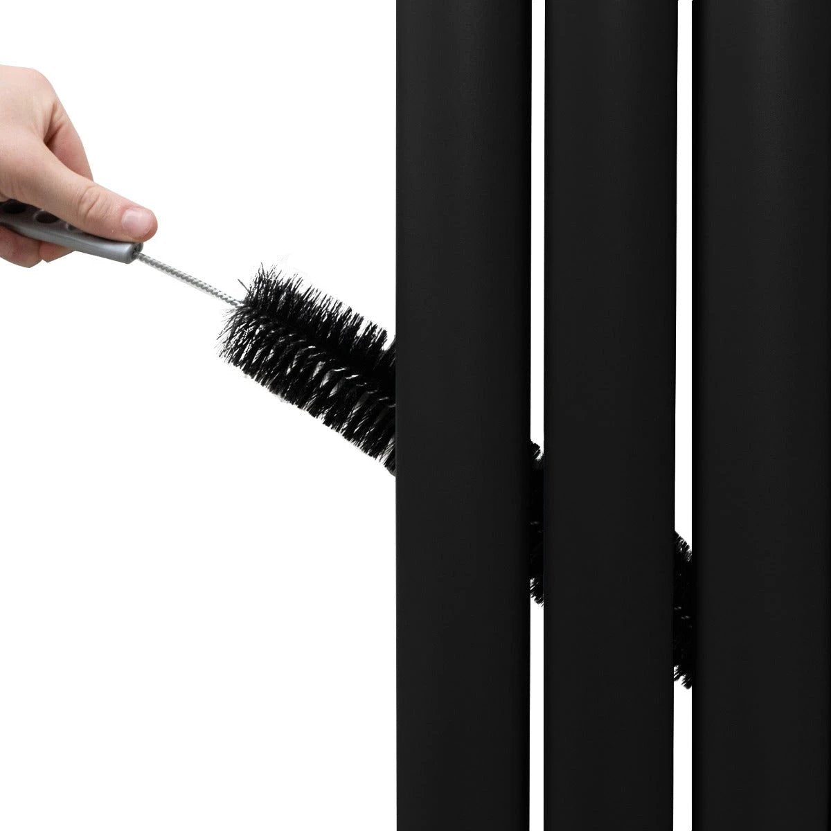Monster Shop Syncx Oval Mirror Radiator 1800mm x 380mm Central Mirror Black Finish for Modern Homes - Radiator