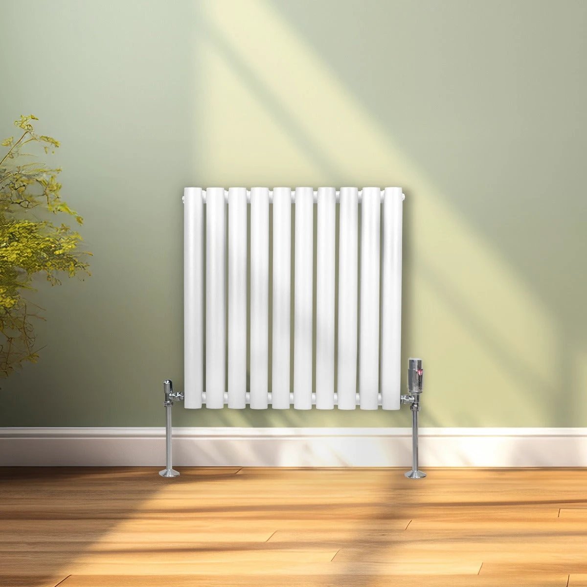 Premium Oval Column Radiator 600x600 White Carbon Steel 1.5mm For Home Heating Residential by Monster Shop