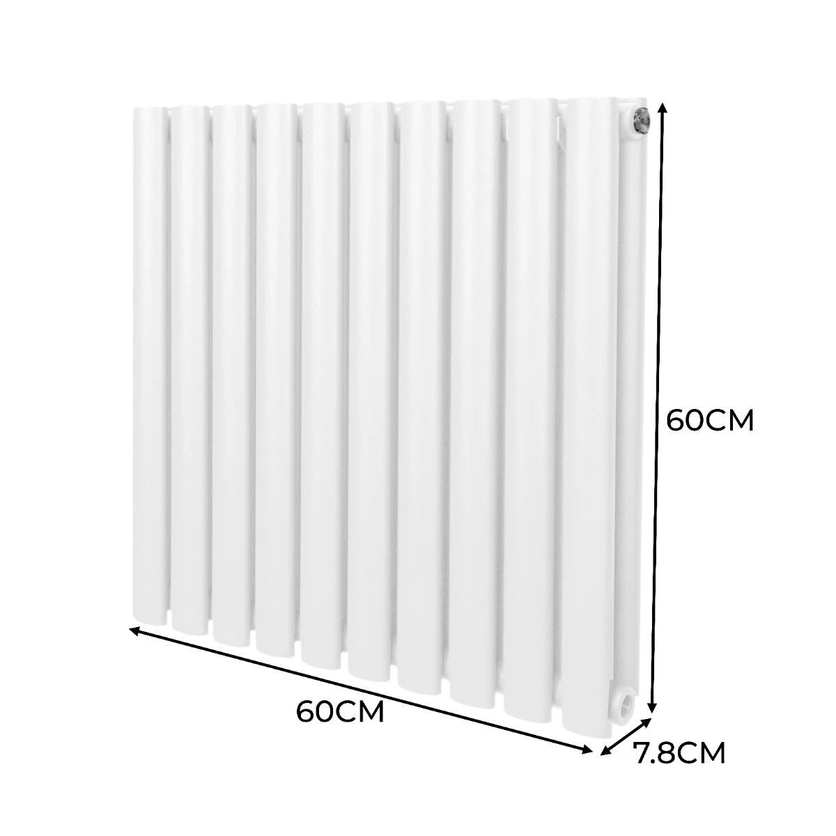 Premium Oval Column Radiator 600x600 White Carbon Steel 1.5mm For Home Heating Residential by Monster Shop
