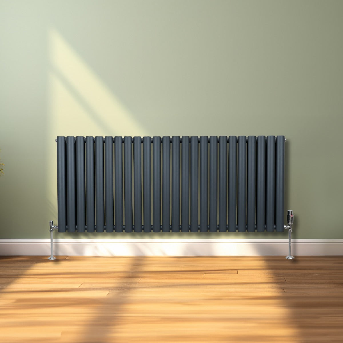 Syncx Oval Column Radiator 600mm By 1440mm Anthracite Finish Wall Mounted For Modern Homes