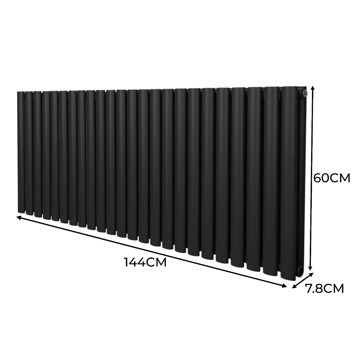 Black Oval Column Radiator 600x1440 Slim Steel