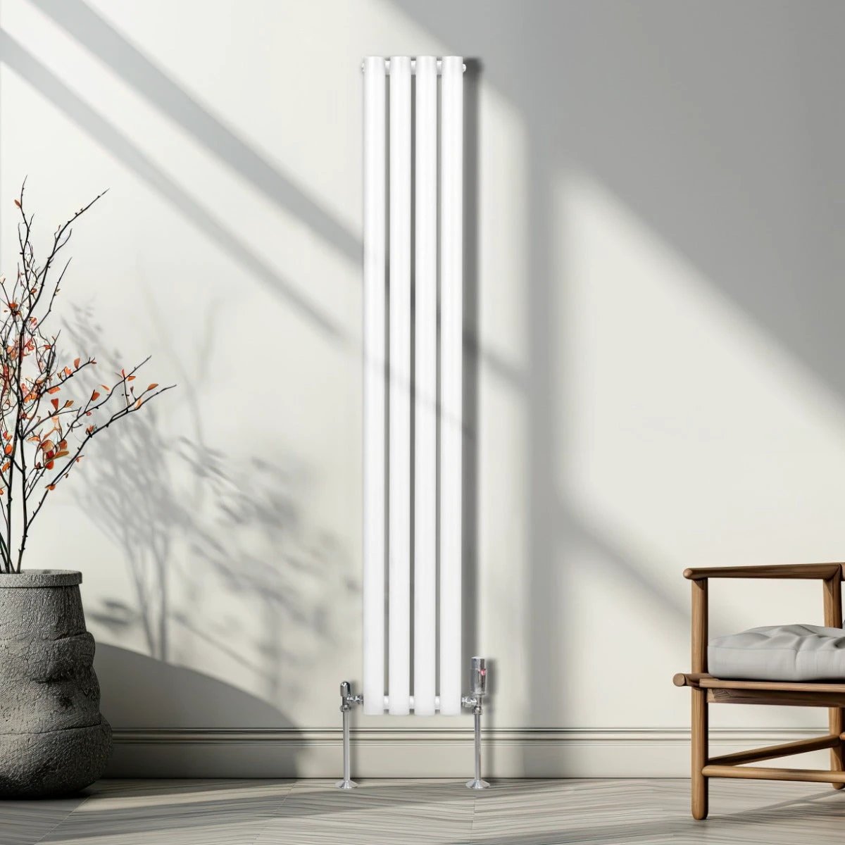 Monster Shop Premium Oval Column Radiator 1600x240mm White 1.5mm Carbon Steel For Home Heating - Radiator