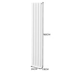 Premium Oval Column Radiator 1600x240mm White 1.5mm Carbon Steel For Home Heating by Monster Shop