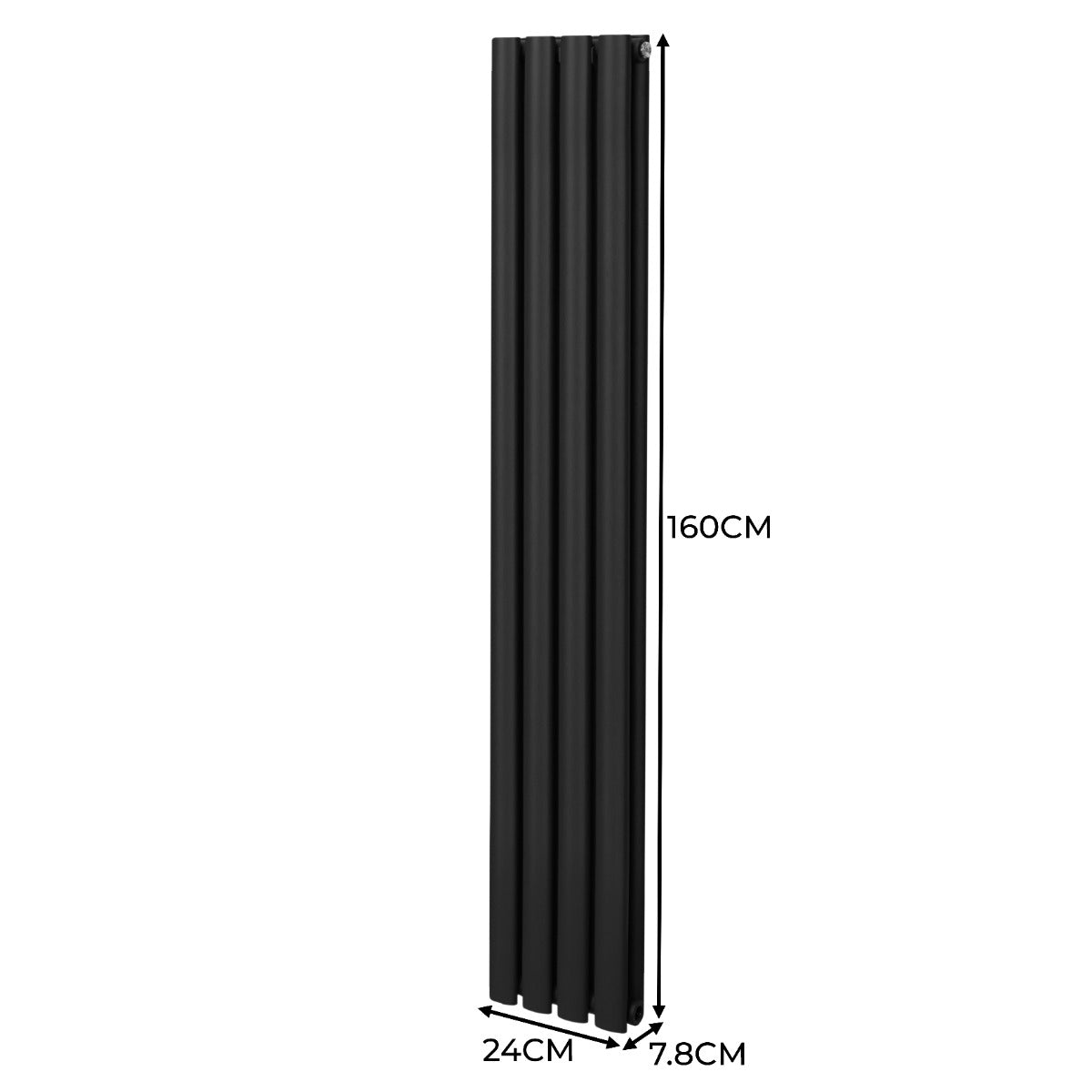 Syncx Oval Column Radiator 1600x240mm Carbon Steel 1.5mm Black Finish For Home Heating