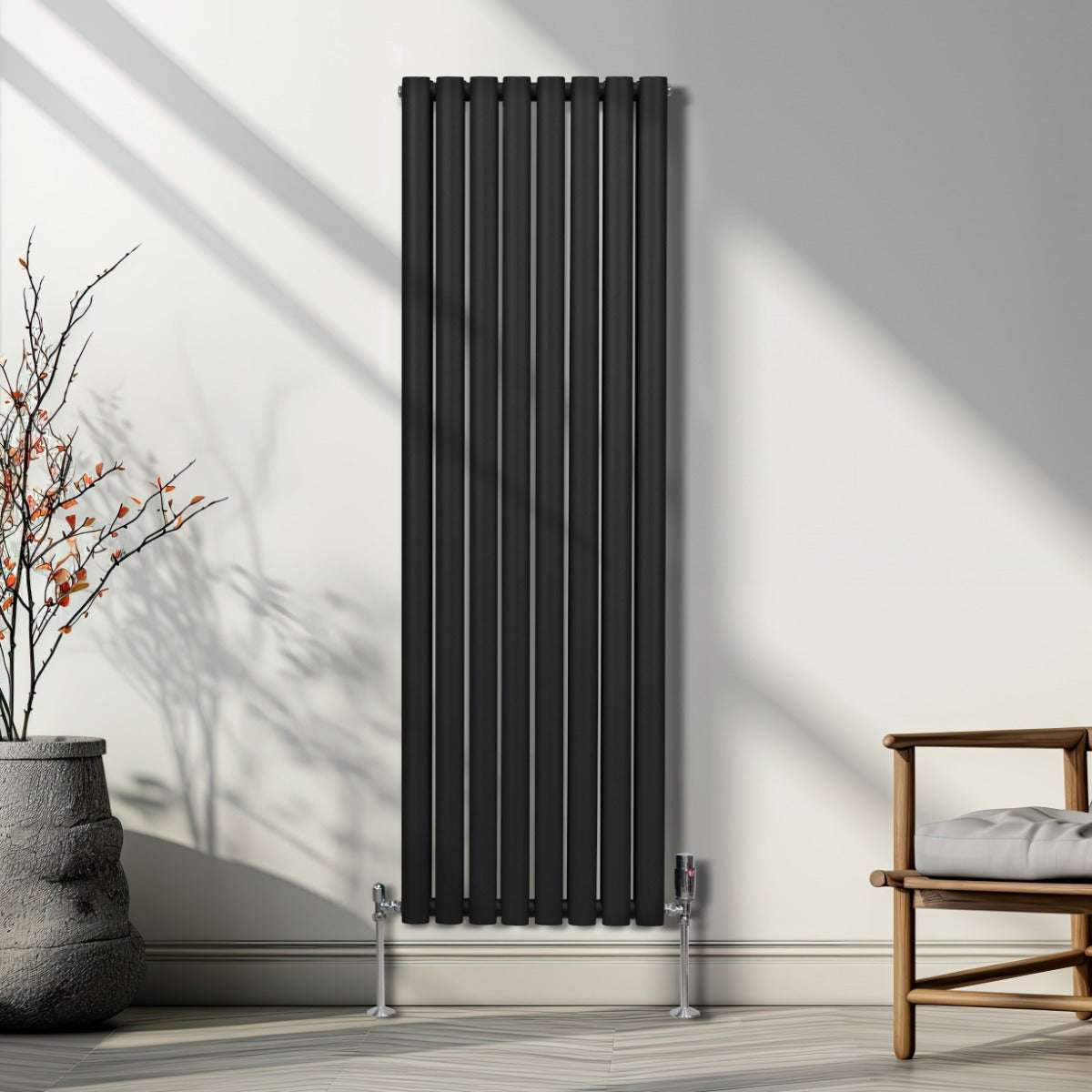 Premium Oval Radiator 1600x480 Black Finish Homes