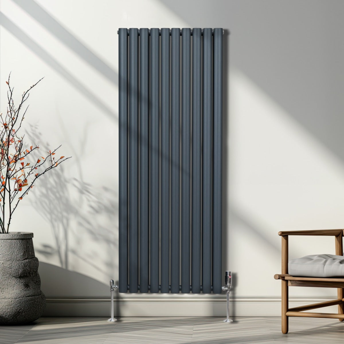Premium Oval Column Radiator 1600x600mm Anthracite Grey High Efficiency Carbon Steel for Modern Homes