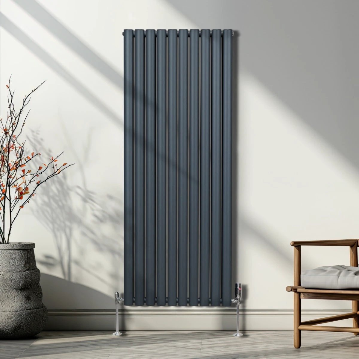 Premium Oval Column Radiator 1600x600mm Anthracite Grey High Efficiency Carbon Steel for Modern Homes by Monster Shop