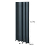 Premium Oval Column Radiator 1600x600mm Anthracite Grey High Efficiency Carbon Steel for Modern Homes by Monster Shop