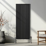 Premium Oval Column Radiator 1600x600mm Black Carbon Steel 1.5mm Energy Efficient Home Heating by Monster Shop