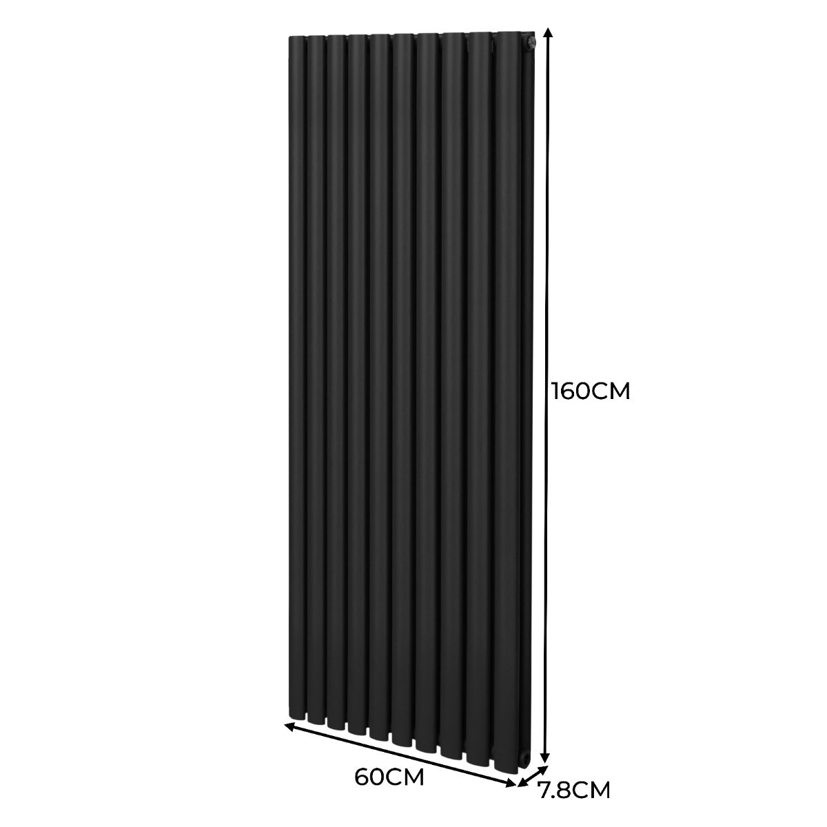 Premium Oval Column Radiator 1600x600mm Black Carbon Steel 1.5mm Energy Efficient Home Heating