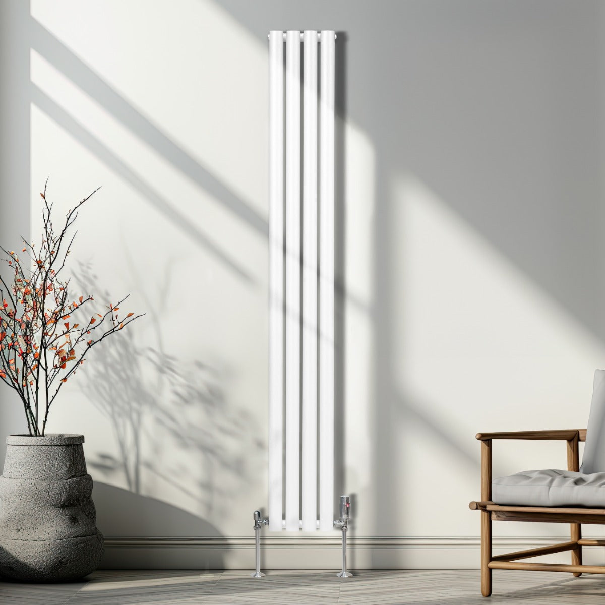Syncx Oval Column Radiator 1800mm x 240mm White 1.5mm Carbon Steel Residential Heating