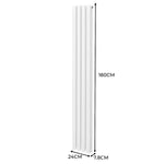 Syncx Oval Column Radiator 1800mm x 240mm White 1.5mm Carbon Steel Residential Heating - Monster Shop - Home Symphony