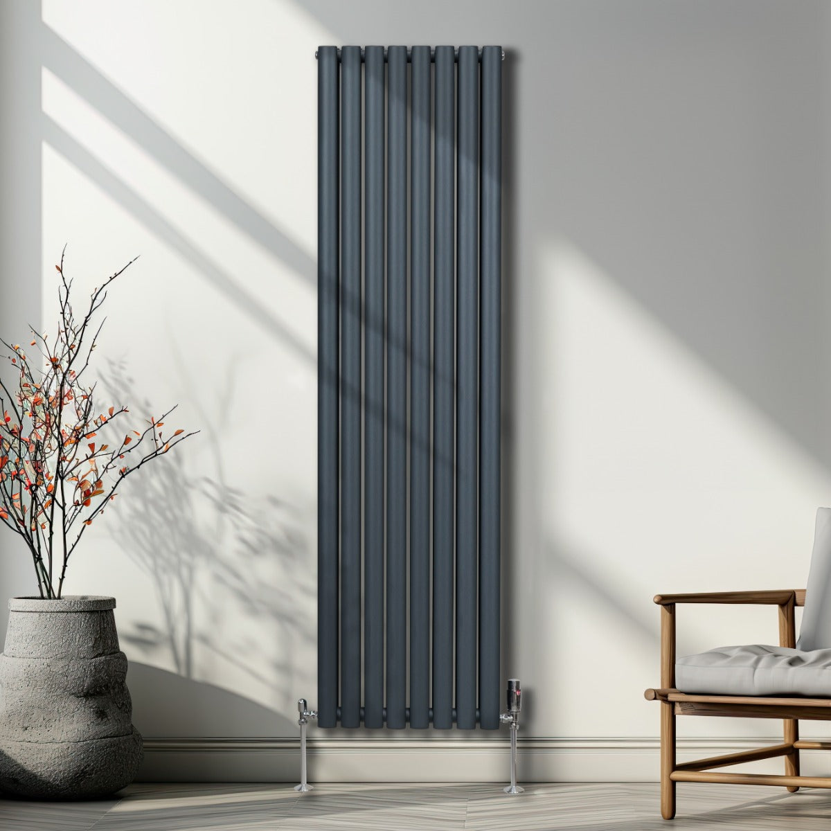 Premium Oval Column Radiator 1800x480mm 1.5mm Carbon Steel Anthracite Home Heating