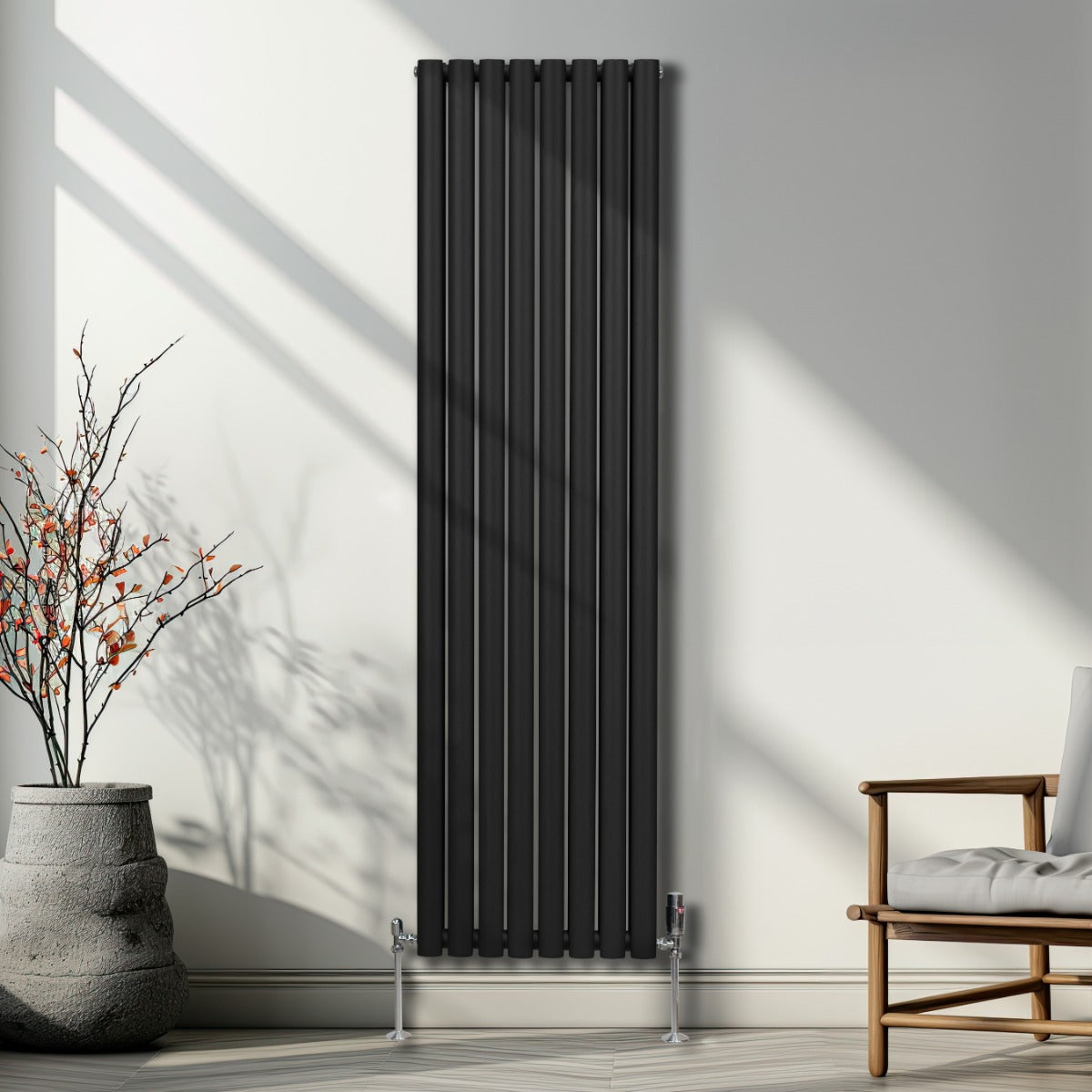 Premium Oval Column Radiator 1800mm x 480mm Carbon Steel 1.5mm Black Finish For Modern Homes