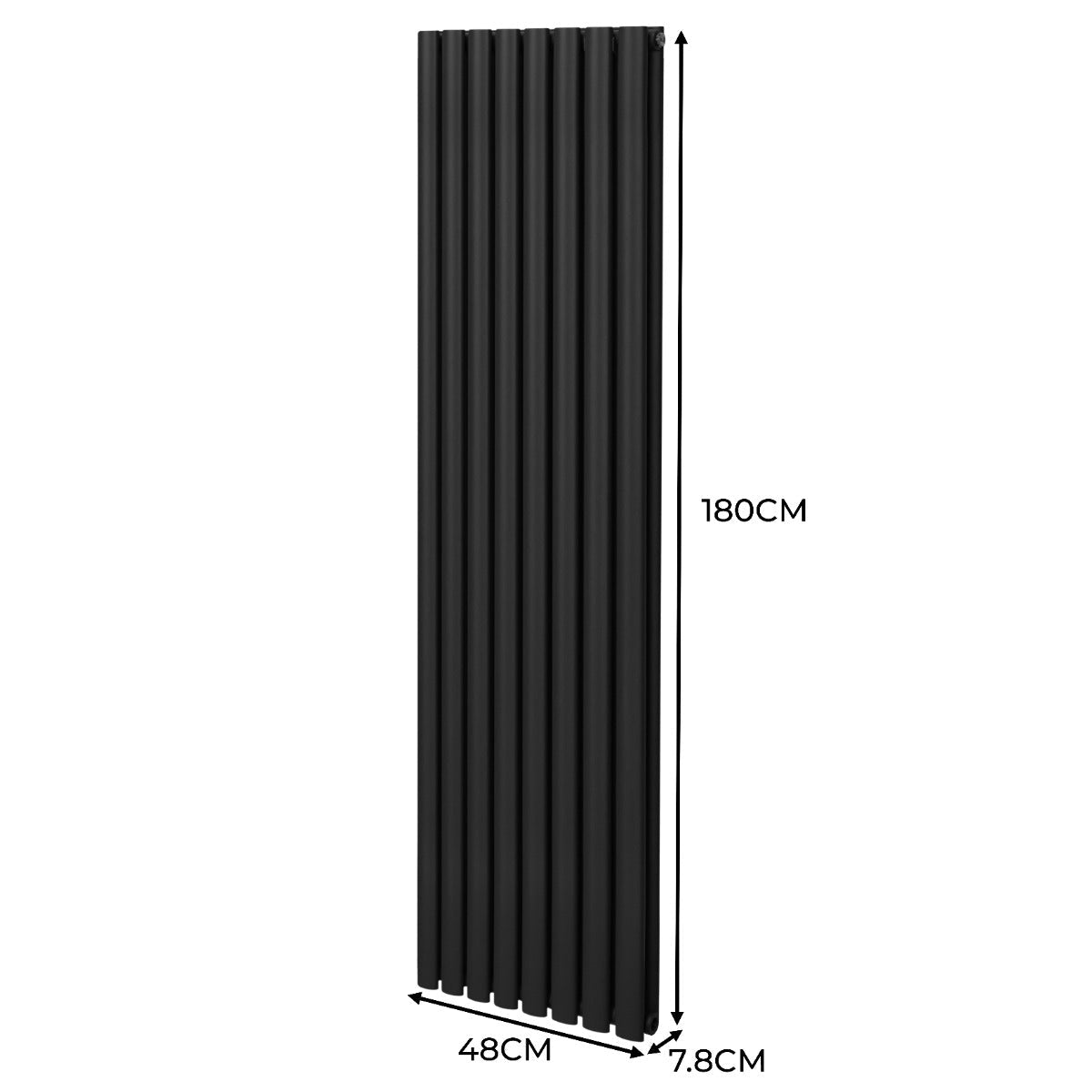 Premium Oval Column Radiator 1800mm x 480mm Carbon Steel 1.5mm Black Finish For Modern Homes