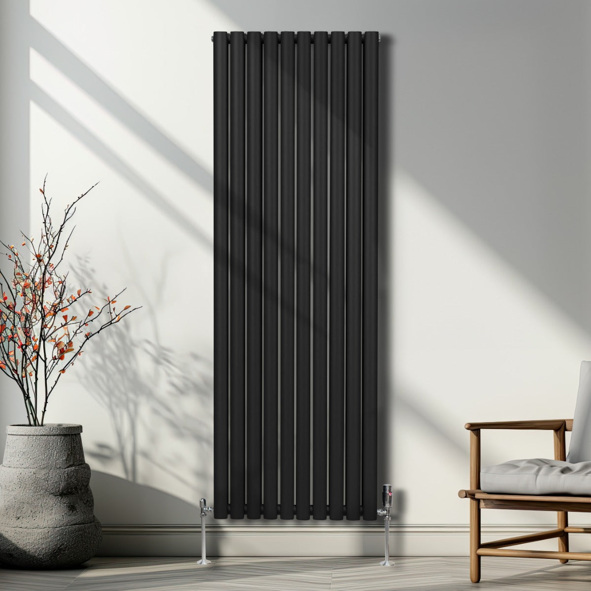 Premium Oval Column Radiator 1800x600 Black Home
