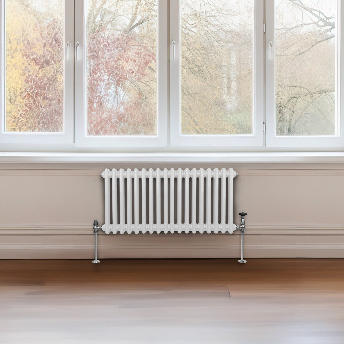 Premium Traditional Radiator 300x832mm White Two Column Durable Steel Ideal For Living Rooms