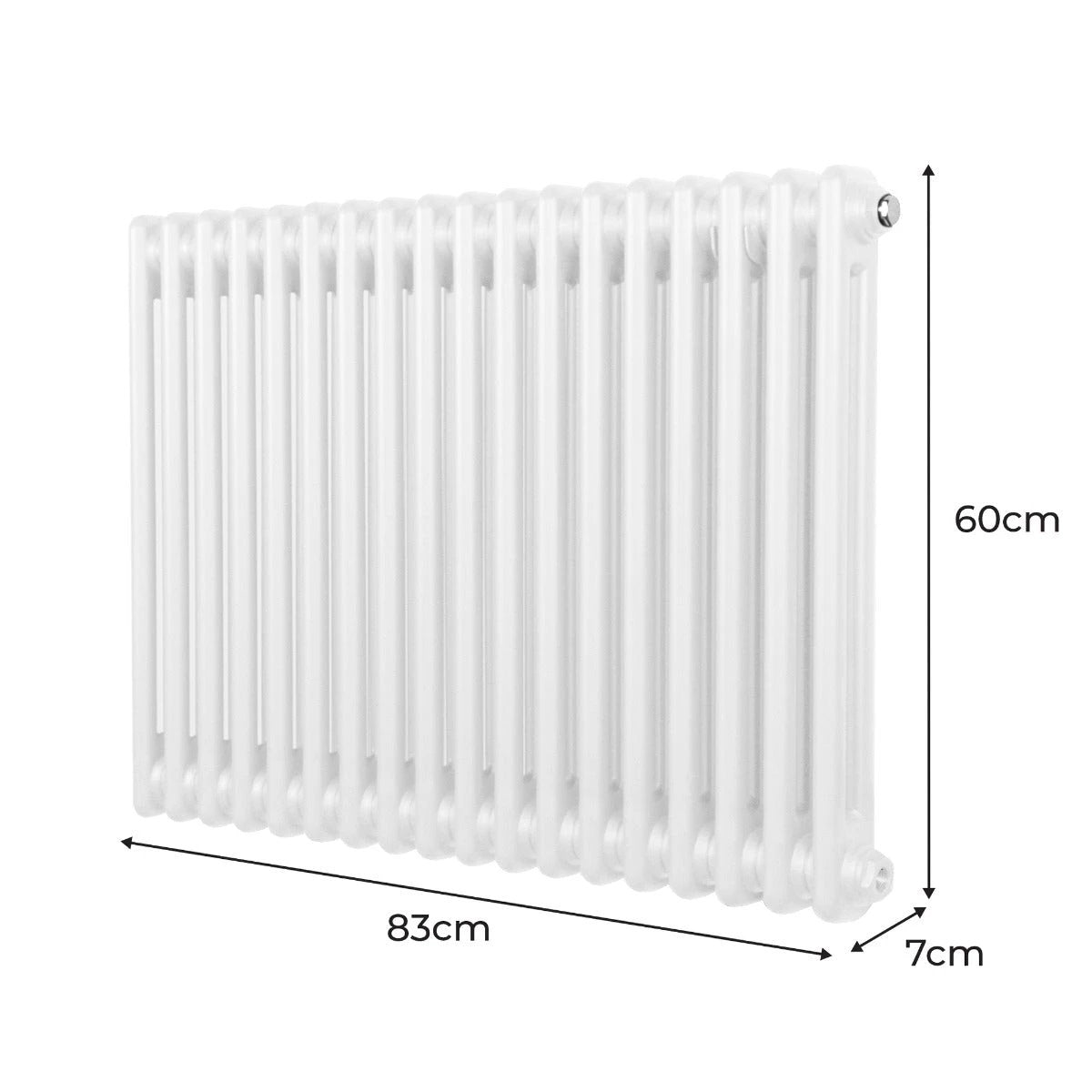 Monster Shop Traditional Radiator 600x832mm White Finish Two Column Carbon Steel For Home Heating - Radiator