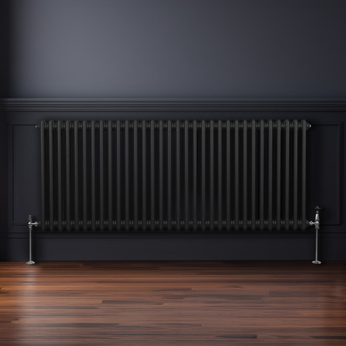 Premium Traditional TwoColumn Radiator 600x1462mm Black Carbon Steel Build For Homes With Efficient Heating And Style