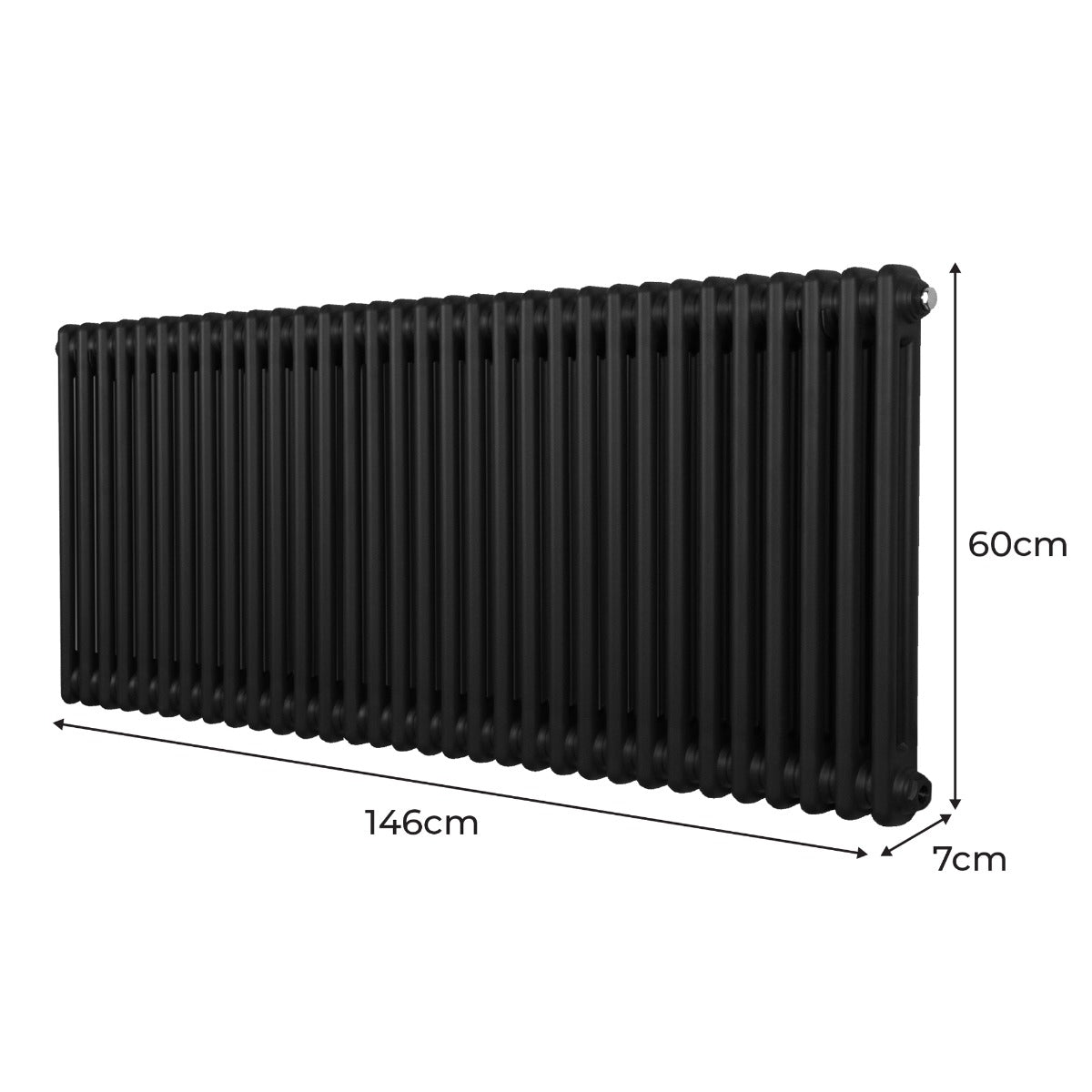 Premium Traditional TwoColumn Radiator 600x1462mm Black Carbon Steel Build For Homes With Efficient Heating And Style