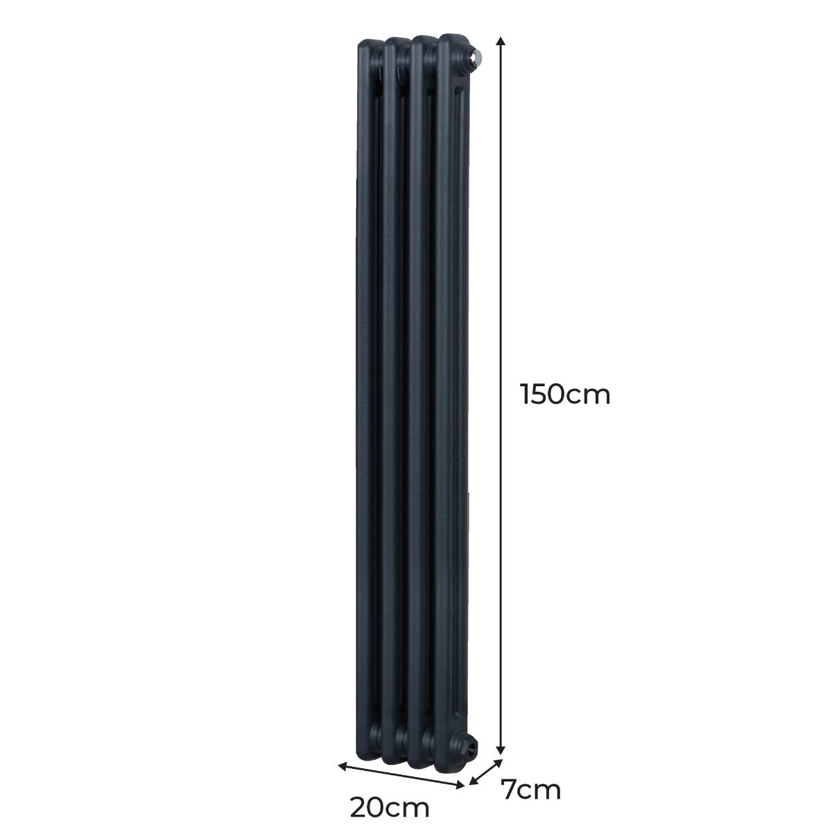 Premium Traditional Radiator 1500x202mm 2-Column Anthracite High-Efficiency Home Heating