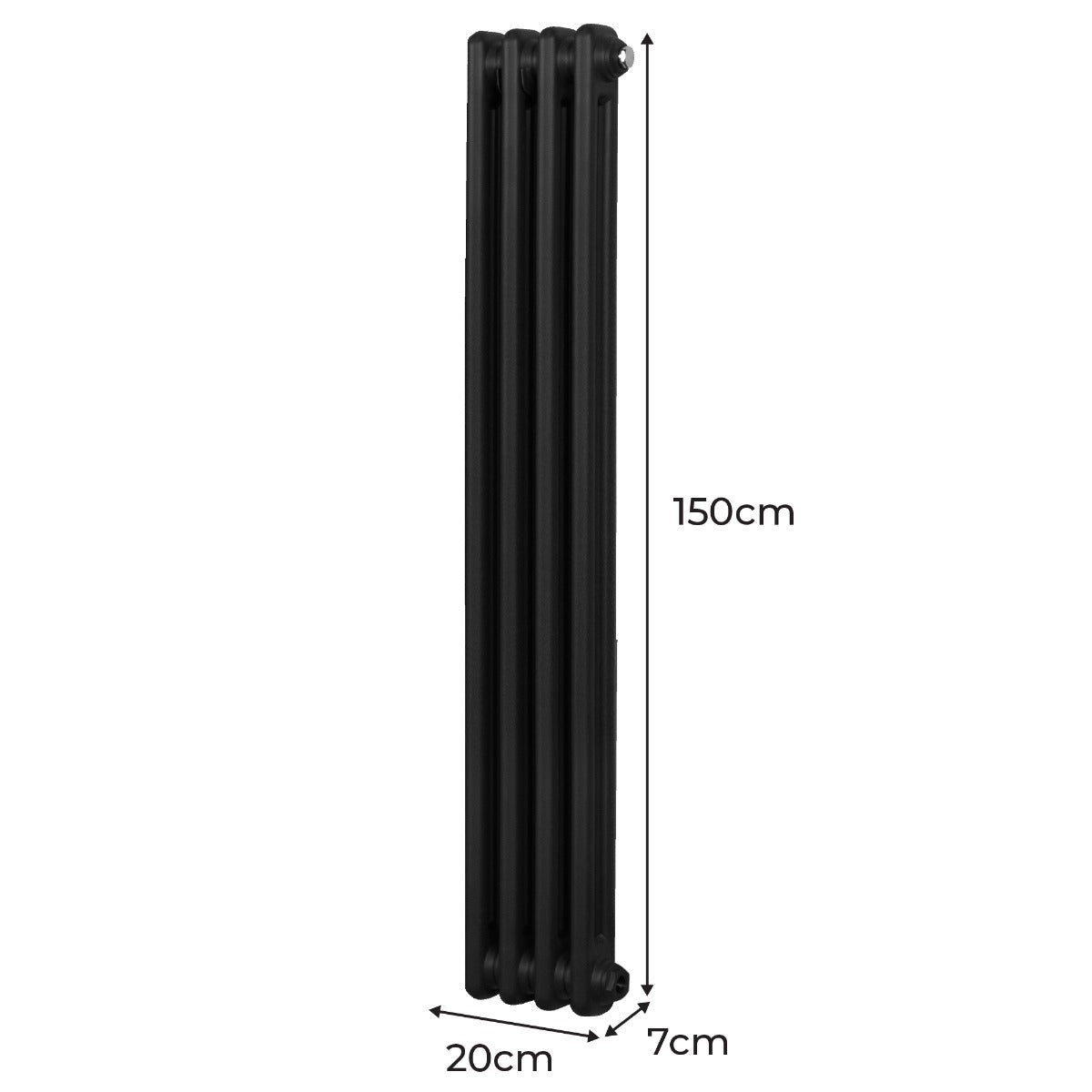 Traditional Black Radiator 1500x202mm Two Column