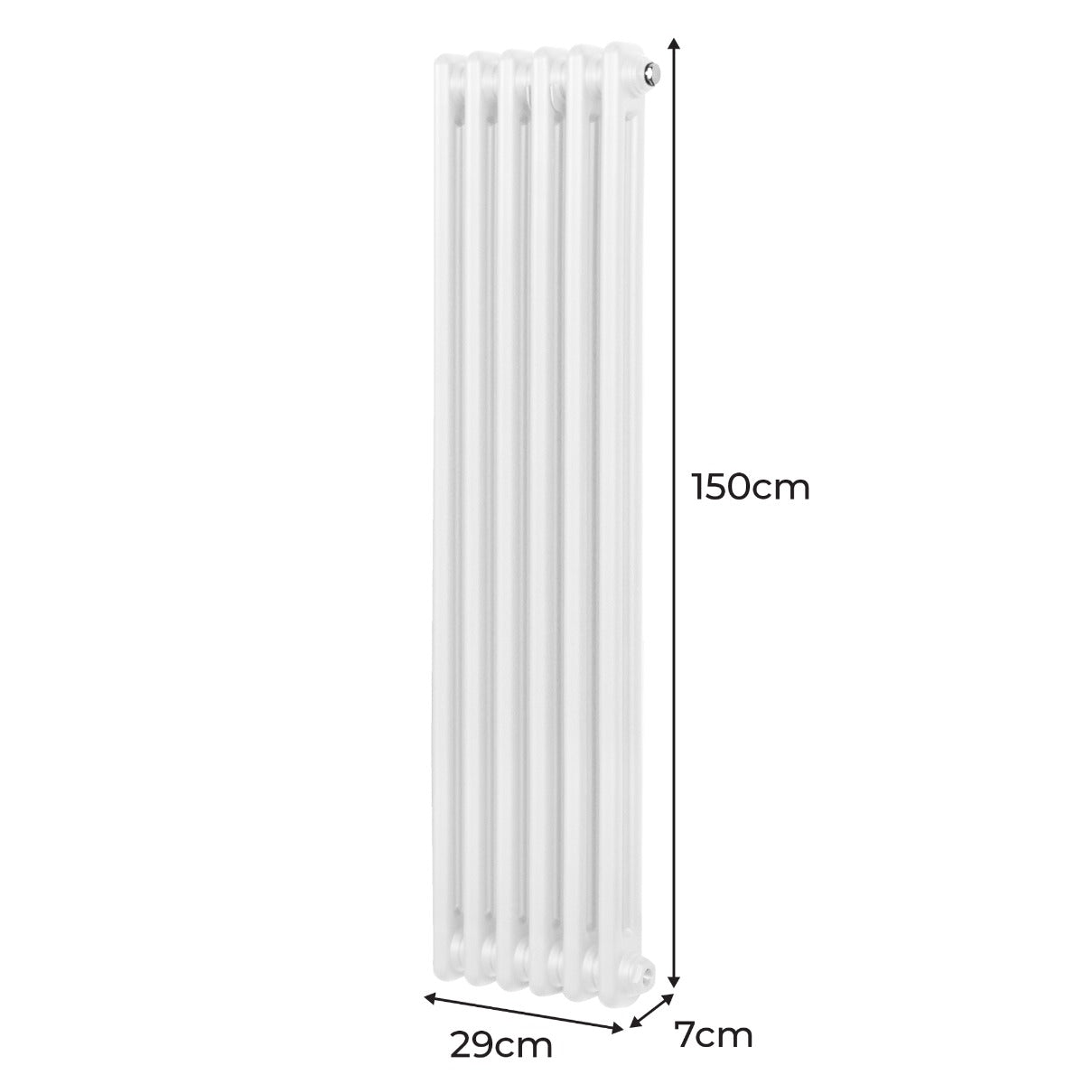 Traditional Two Column Radiator 1500x292mm White Carbon Steel High Efficiency Home Heating