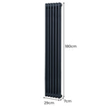 Monster Shop Traditional 2 Column Radiator 1800x292mm Anthracite Grey 1.5mm Carbon Steel For Home Heating - Radiator