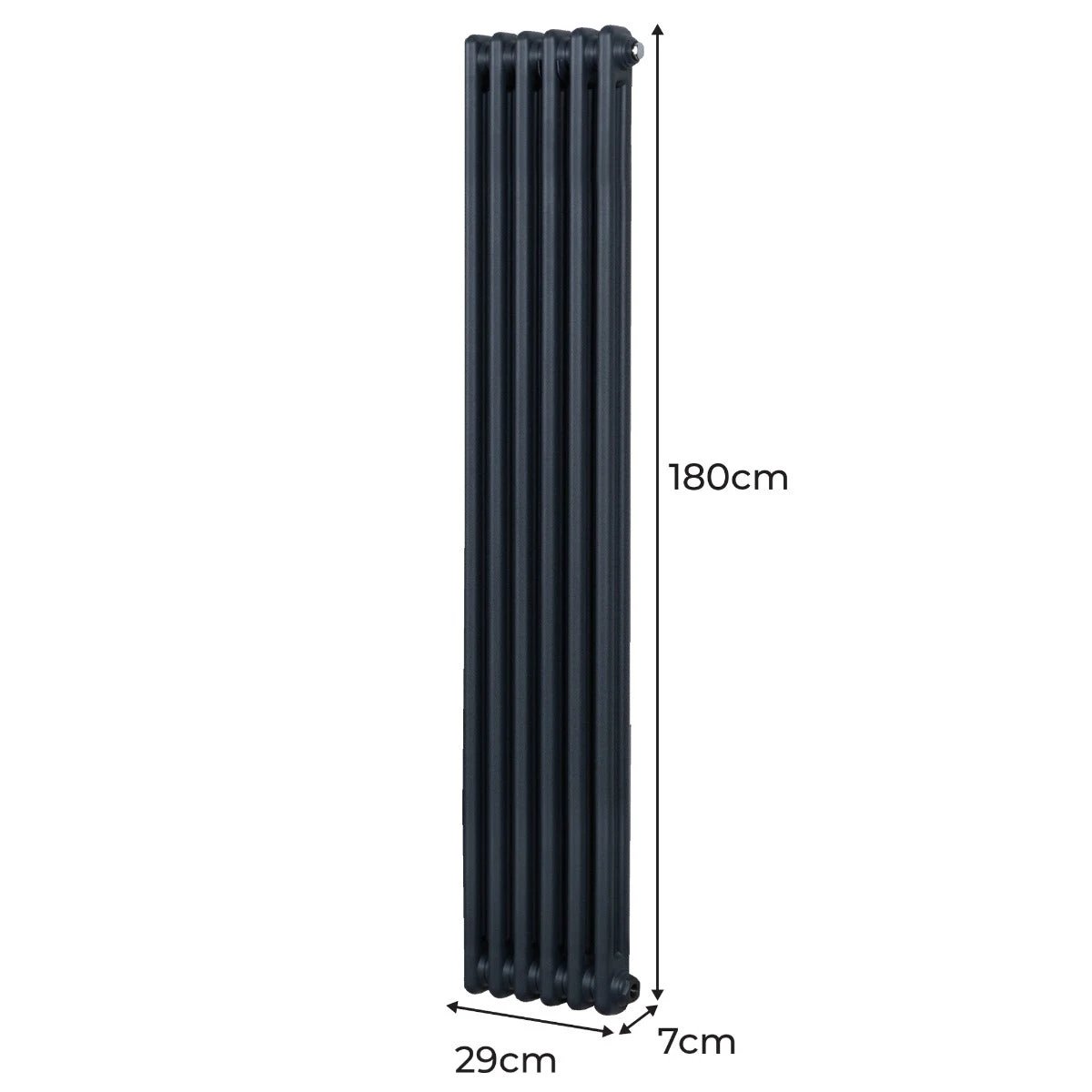 Monster Shop Traditional 2 Column Radiator 1800x292mm Anthracite Grey 1.5mm Carbon Steel For Home Heating - Radiator