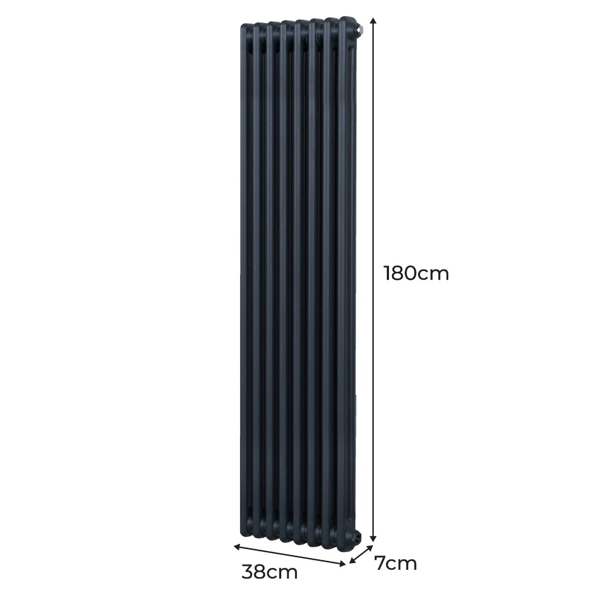 Traditional Radiator 1800 x 382mm Two Column Anthracite Carbon Steel 1.5mm Home Heating