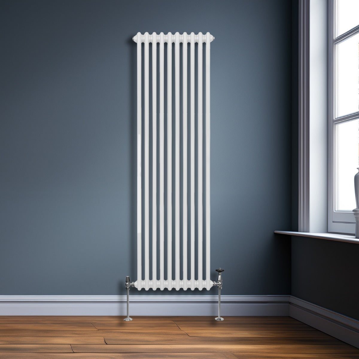 Premium Traditional Two Column Radiator 1800x472mm White Carbon Steel 1.5mm For Home Heating
