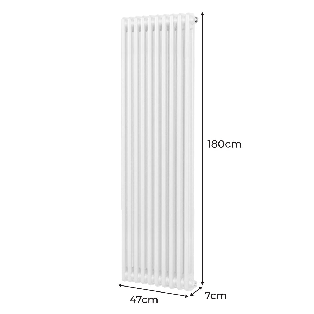Premium Traditional Two Column Radiator 1800x472mm White Carbon Steel 1.5mm For Home Heating