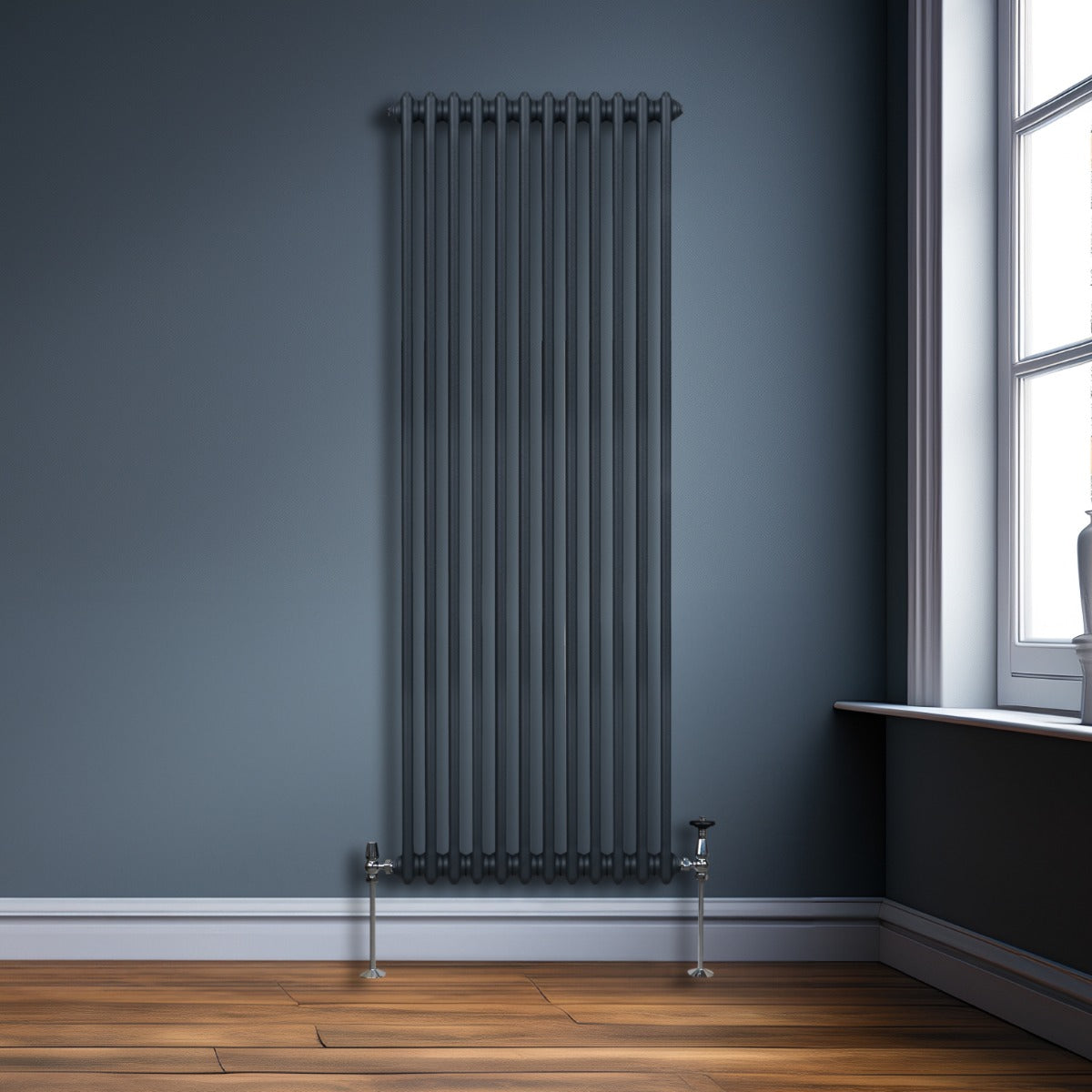 Traditional Radiator 1800x562mm Two Column Anthracite Finish For Living Rooms And Hallways