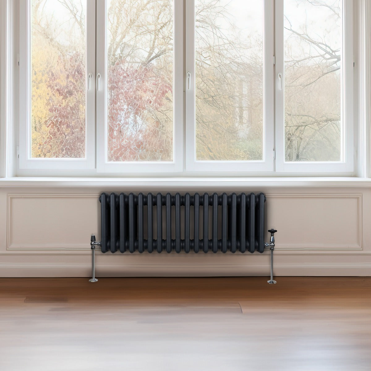 Premium Traditional Three Column Radiator 300x832mm Anthracite Grey For Home Heating
