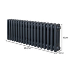 Monster Shop Premium Traditional Three Column Radiator 300x832mm Anthracite Grey For Home Heating - Radiator