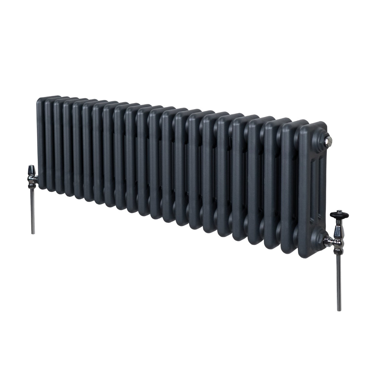 Premium Traditional 3 Column Radiator 300x1012mm Anthracite Grey Robust 1.5mm Carbon Steel for Efficient Home Heating