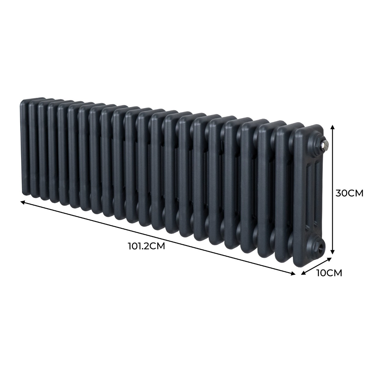 Premium Traditional 3 Column Radiator 300x1012mm Anthracite Grey Robust 1.5mm Carbon Steel for Efficient Home Heating