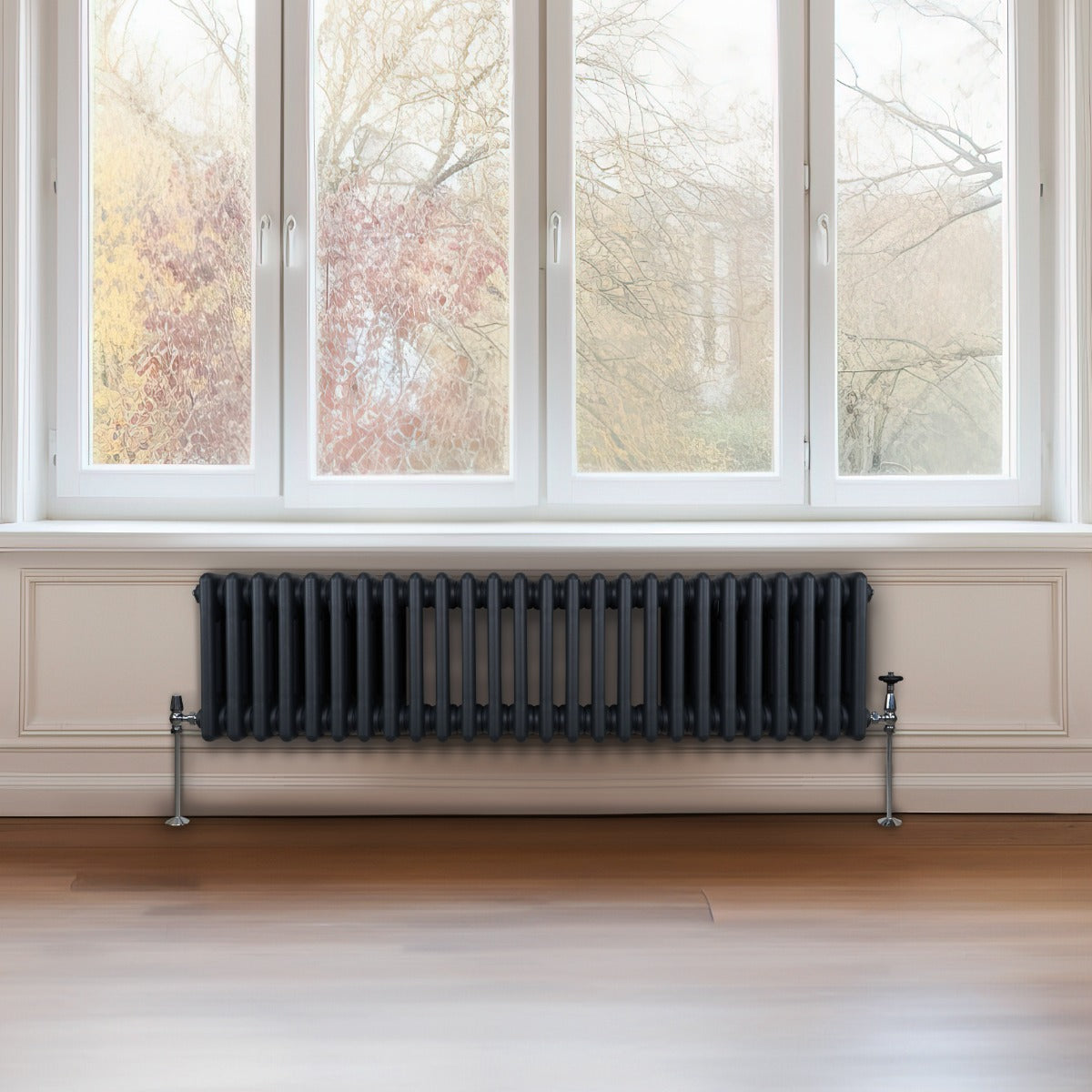 Premium Radiator 300 X 1192mm Three-Column Anthracite Grey For Traditional Home Interiors
