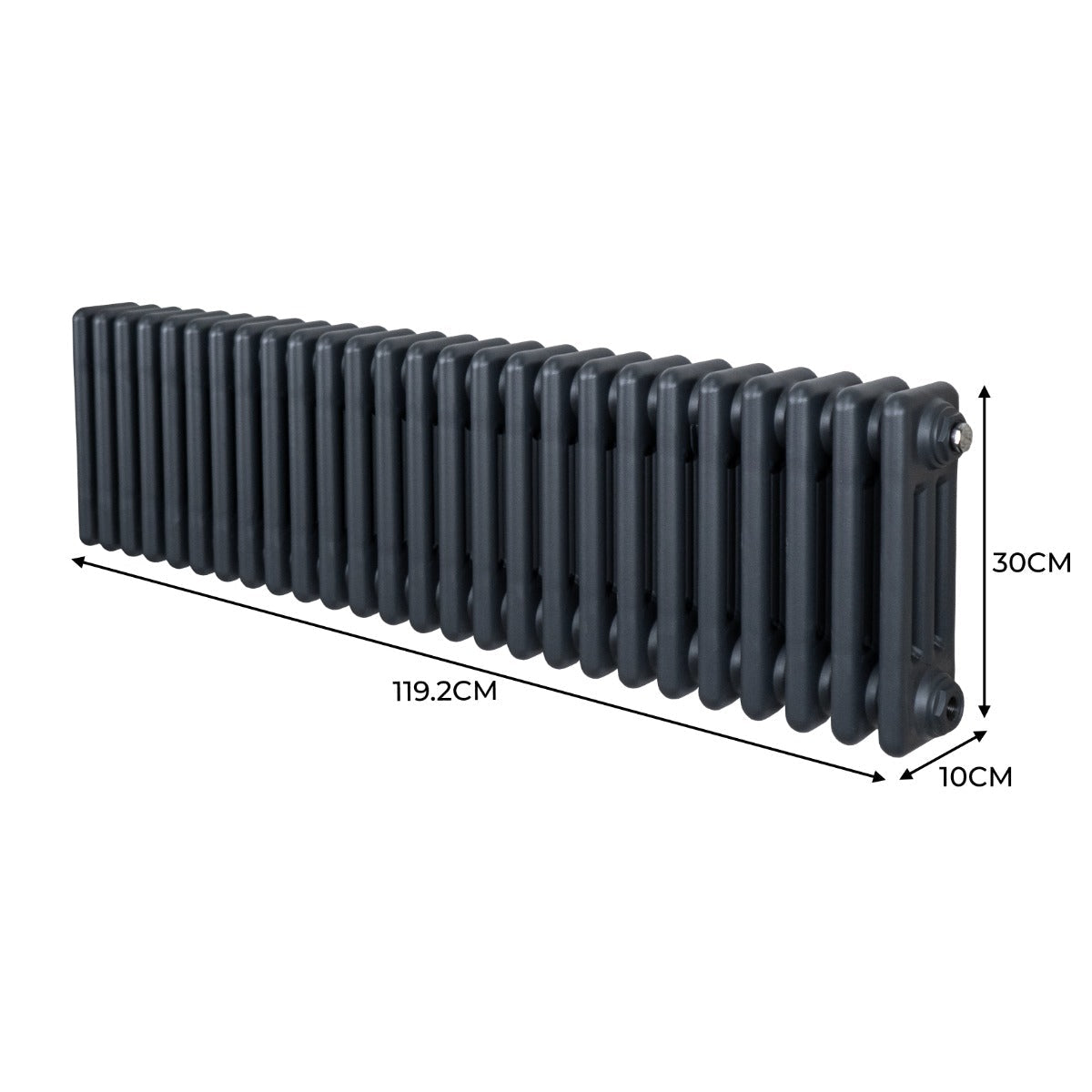 Premium Radiator 300 X 1192mm Three-Column Anthracite Grey For Traditional Home Interiors