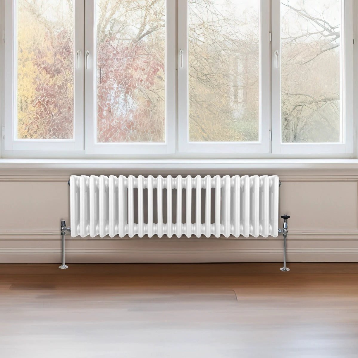 Monster Shop Traditional 3 Column Radiator 300x1192mm White Carbon Steel 1.5mm Premium Finish For Home Heating - Radiator