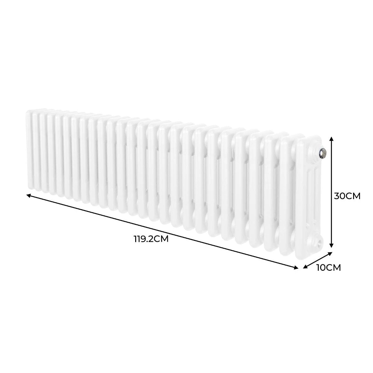 Monster Shop Traditional 3 Column Radiator 300x1192mm White Carbon Steel 1.5mm Premium Finish For Home Heating - Radiator