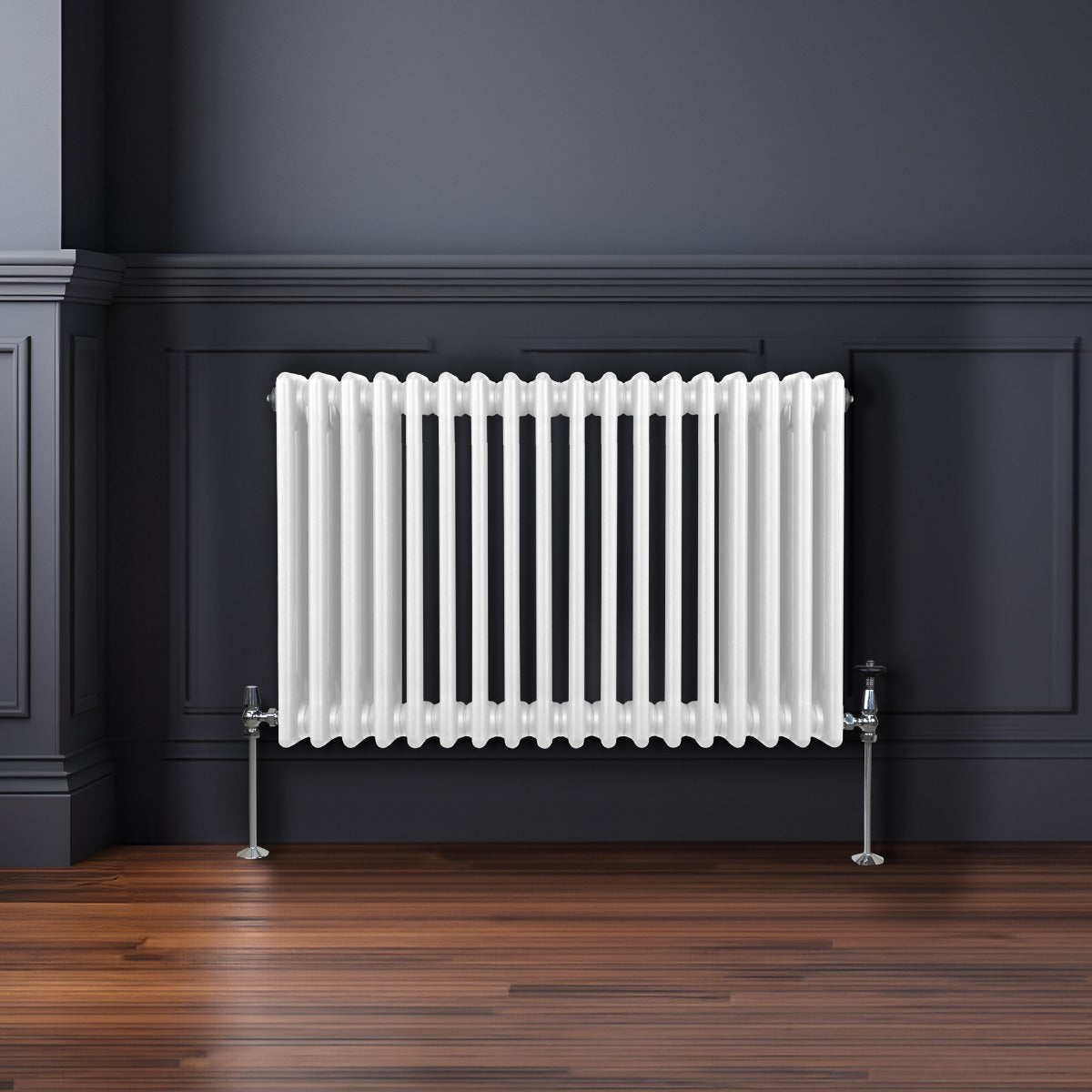 Traditional 3 Column Radiator 600 x 832mm White Carbon Steel Construction For Home Heating