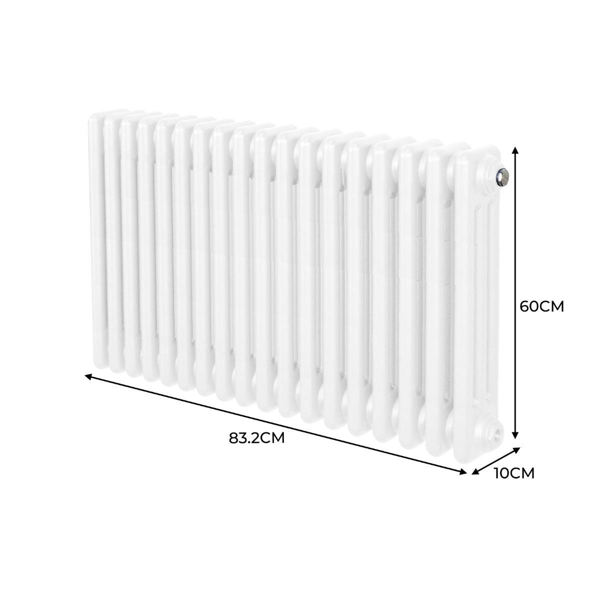 Traditional 3 Column Radiator 600 x 832mm White Carbon Steel Construction For Home Heating