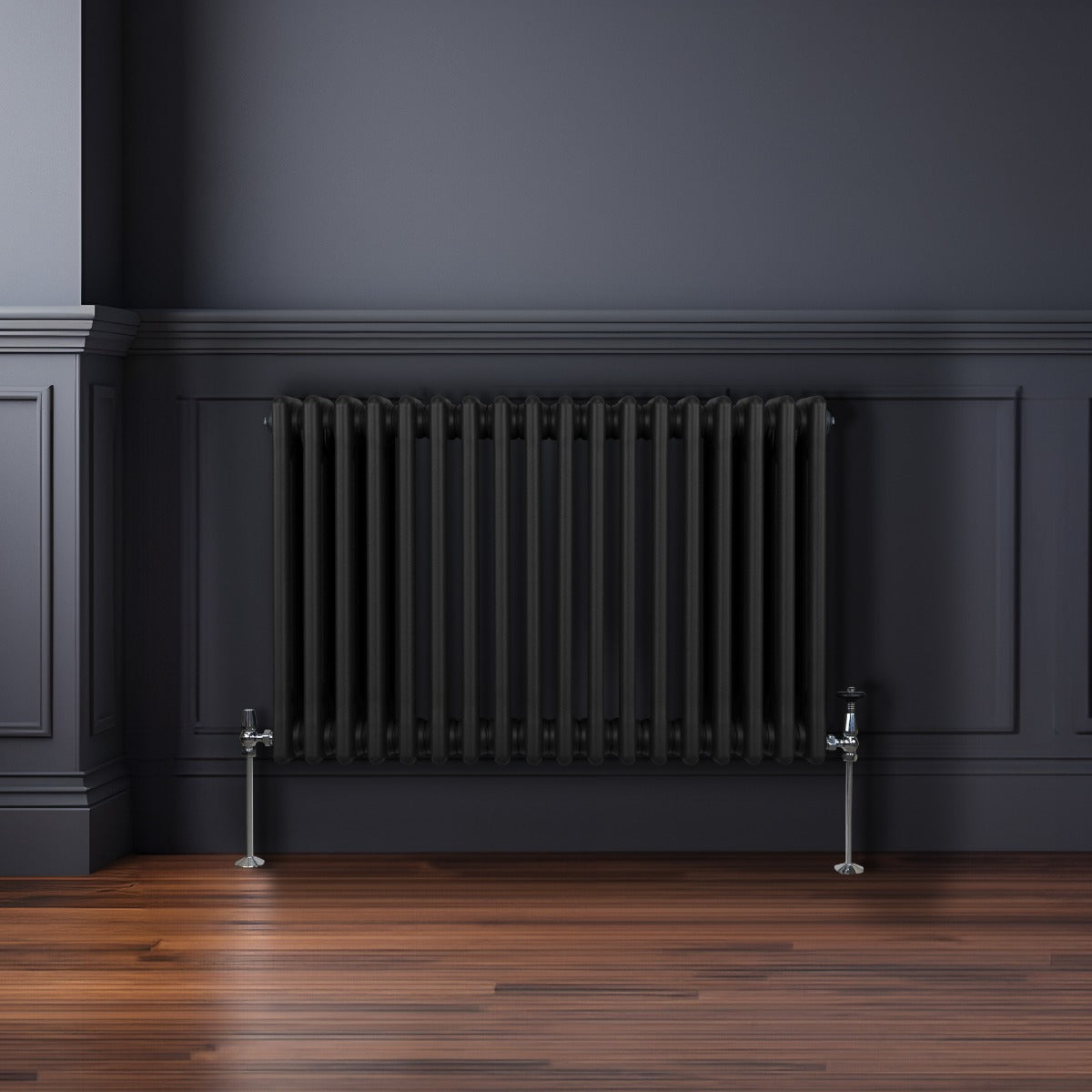 Premium Radiator 600 x 832mm Traditional Three Column Black for Home Heating and Comfort