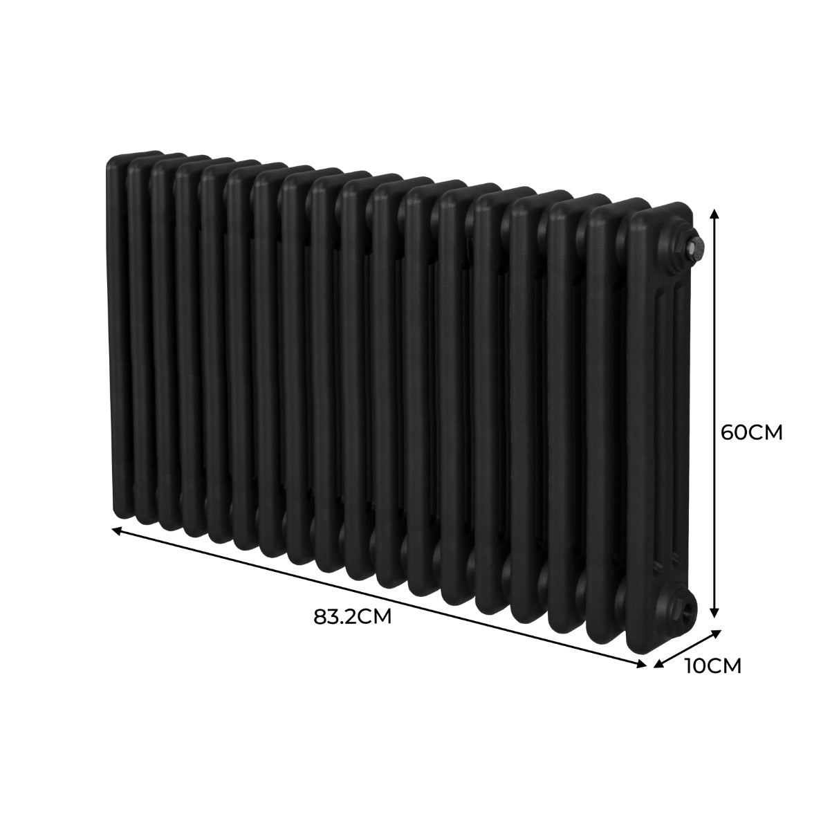 Premium Radiator 600 x 832mm Traditional Three Column Black for Home Heating and Comfort