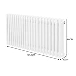 Monster Shop Premium Traditional 3 Column Radiator 600x1012mm White Finish Energy Efficient Comfort For Homes - Radiator